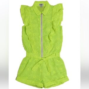 Mia New York Neon Lime Eyelet Romper